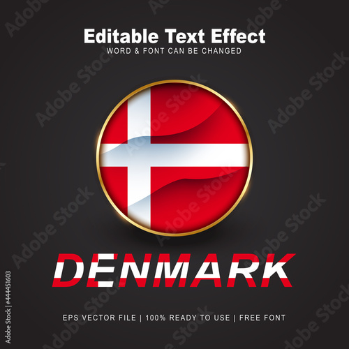 Denmark text effect style - Editable text effect vector illustration. Hungary 3d Flag - Euro 2020 Finalists