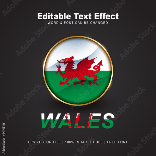 Wales text effect style - Editable text effect vector illustration. Hungary 3d Flag - Euro 2020 Finalists