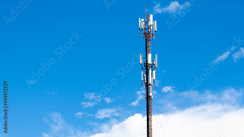 telecommunication tower with antennas