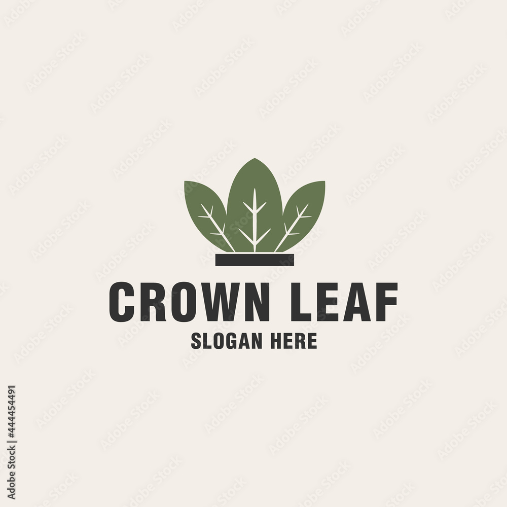 Crown leaf logo template on monogram style Crown leaf logo template on monogram style
