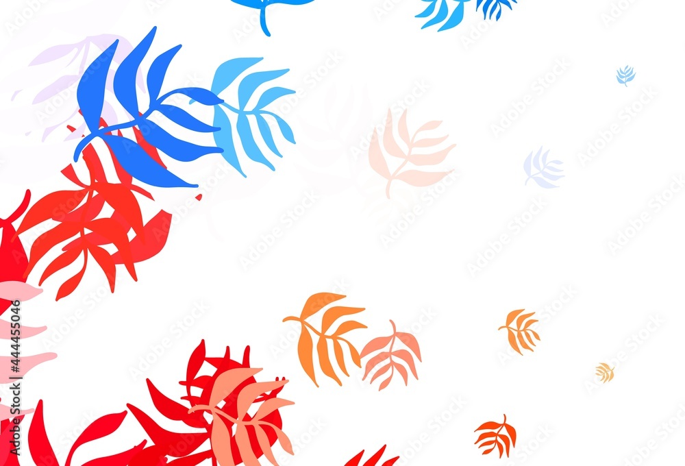 Light Blue, Red vector natural pattern with leaves. Light Blue, Red vector natural pattern with leaves.