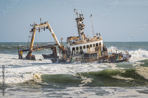 Zeila Shipwreck near Henties Bay on the Skeleton Coast in Namibia, southwest Africa.  photo