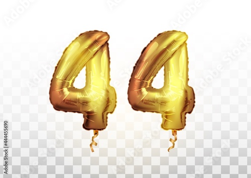 Vector realistic isolated golden foil balloon number of 44 for invitation decoration on the transparent background. photo