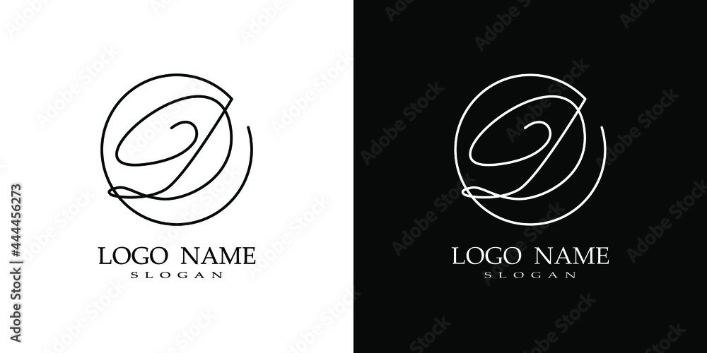 D letter calligraphy Logo vector style emblem monogram D letter calligraphy Logo vector style emblem monogram
