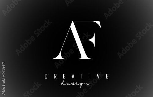 White AF a f letters design logotype concept with serif font and elegant style vector illustration.