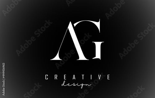 White AG a g letters design logotype concept with serif font and elegant style vector illustration.