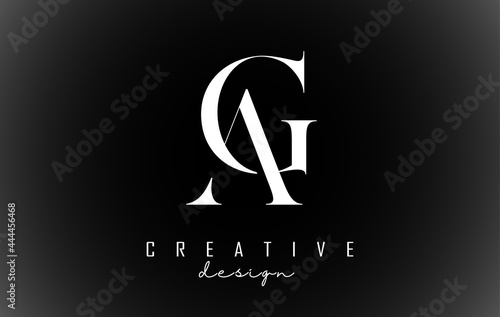 White AG a g letters design logotype concept with serif font and elegant style vector illustration.