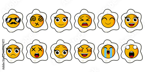 vector set of eggs with emoticons