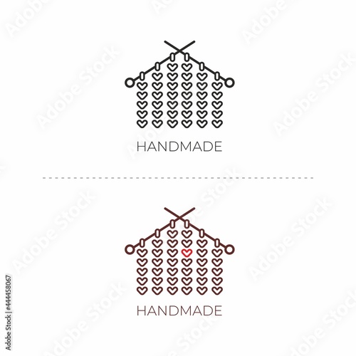 Logo for knitting and handmade. Handmade knitting logo. Design element for handmade, comfort, home.