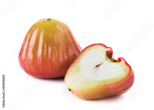 Taiwanese wax apples with leaves isolated on white background photo