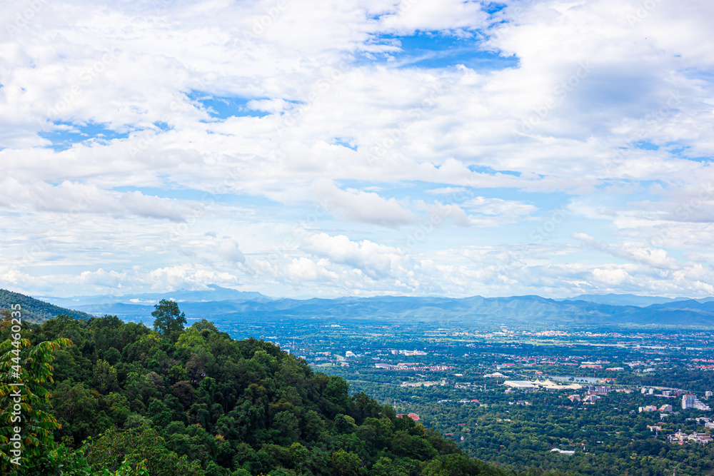 Mountain Aerial view City  from the viewpoint on top of the mountain , Chiang Mai , Thailand