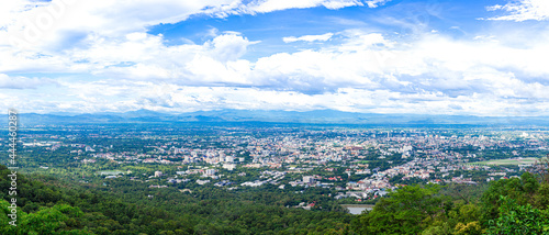 Panorama Aerial view City from the viewpoint on top of the mountain , Chiang Mai , Thailand