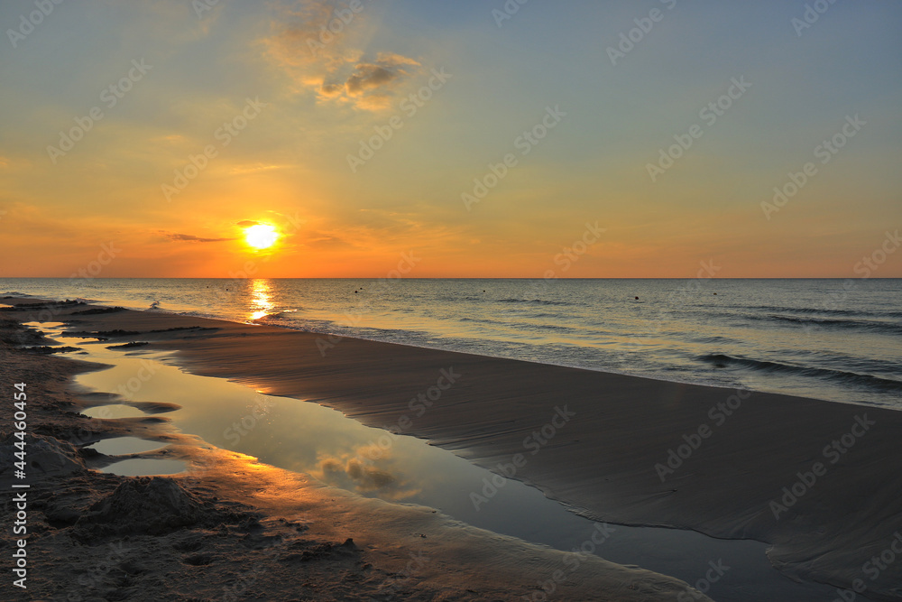 Sunset over the Baltic Sea in Leba