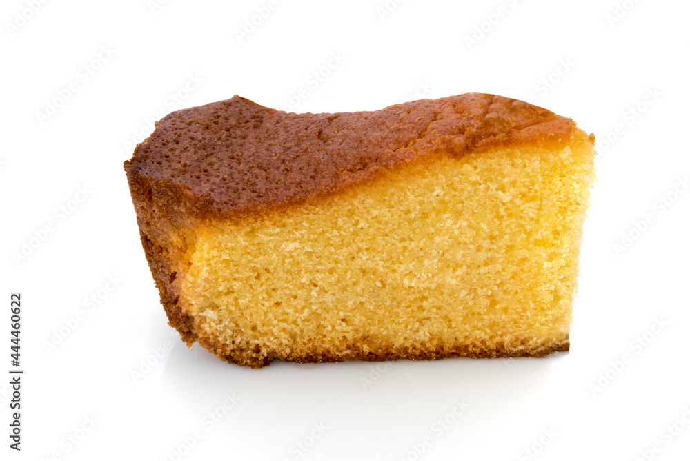Slice of Italian sweet cake Torta Margherita homemade with eggs, flour, butter and sugar. Isoltaed on white Slice of Italian sweet cake Torta Margherita homemade with eggs, flour, butter and sugar. Isoltaed on white