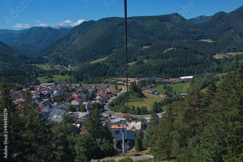 View of Mariazell from the cable car to Mariazeller Bürgeralpe, Styria, Austria, Europe
 photo