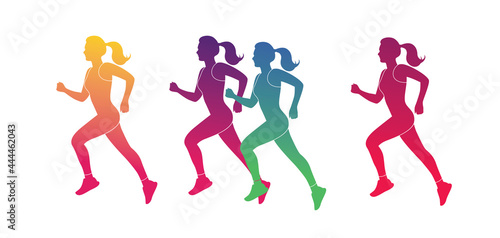 Abstract colourful silhouette Running marathon woman. Healthy lifestyle concept. Vector illustration.