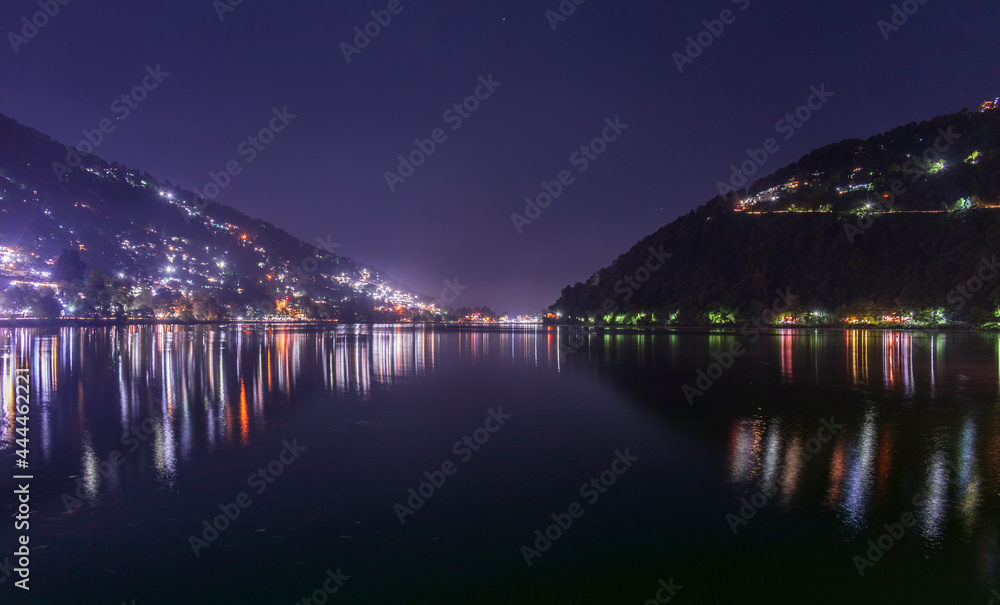 a slow shutter speed nightscape of nainitaal lake 