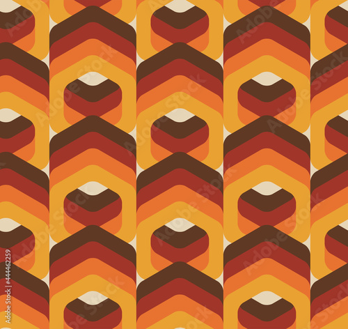 Vector seamless trendy texture in retro 70s wallpaper style. Modern pattern