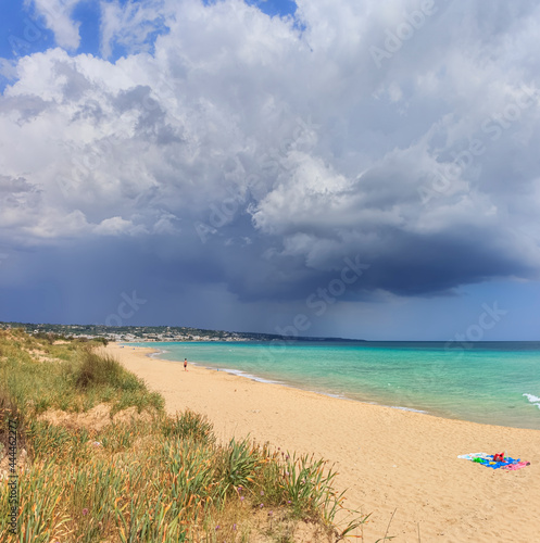 The most beautiful sandy beaches of Apulia in Italy: Pescoluse Beach, the Maldives of Salento.  © vololibero