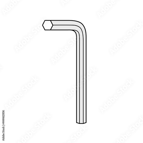 Hex key or allen wrench tool isolated vector