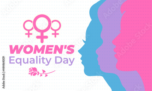 Women's Equality Day. Celebrated in the United Statesin August 26. Women right history month. Design for poster, greeting card, banner, and background. © Dm