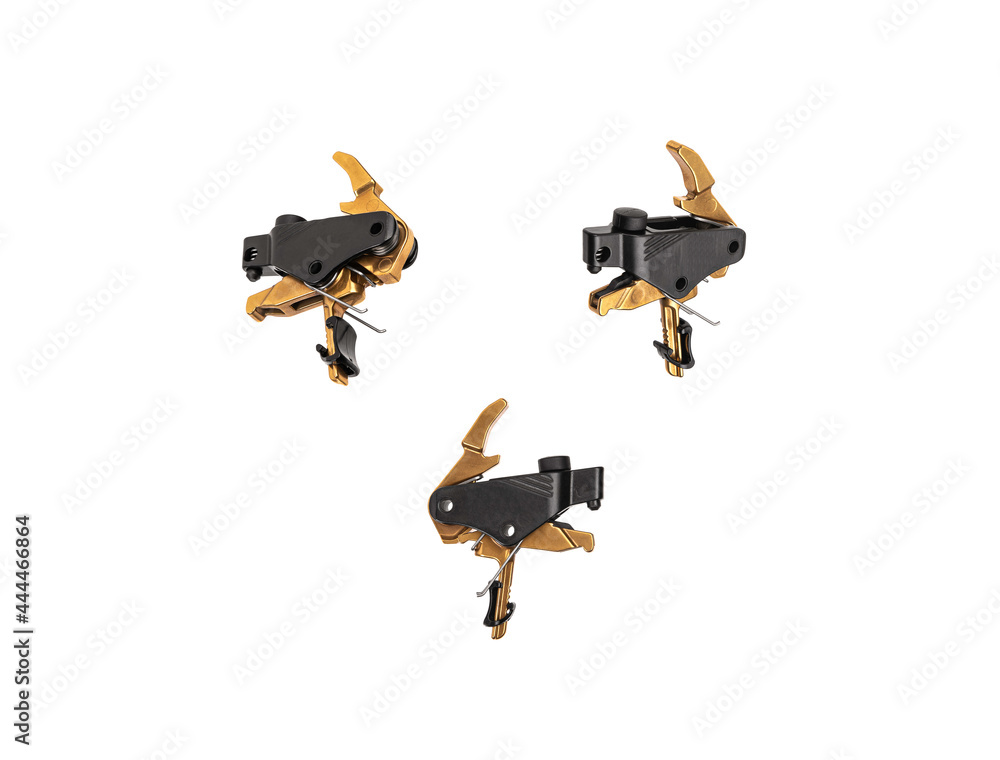 Shock trigger for gun isolate on white back. Gun trigger. Repair spare part. Shock trigger for gun isolate on white back. Gun trigger. Repair spare part.