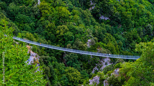 top view of the Tibetan bridge of Laviano, Campania, Italy