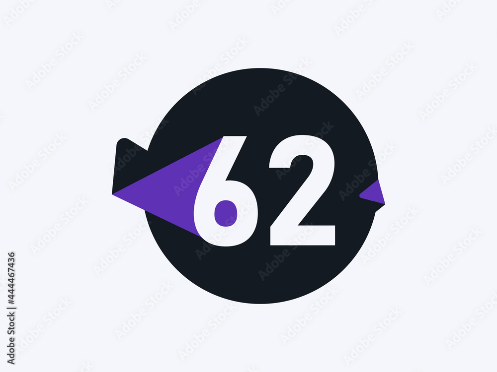 Fototapeta premium Number 62 logo icon design vector image