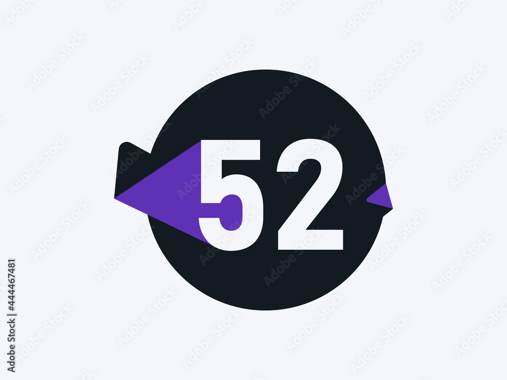 Number 52 logo icon design vector image Number 52 logo icon design vector image