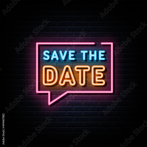 Save the date neon text, neon sign symbol