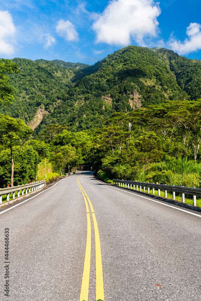 View of Yuchang Road in Hualien, Taiwan. The most beautiful Road in eastern Taiwan. east coast national scenic area in Taiwan.