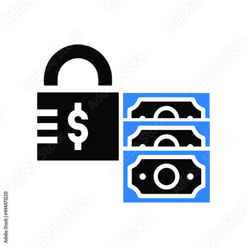 Protection secured loan icon (Black and blue Vector illustration)