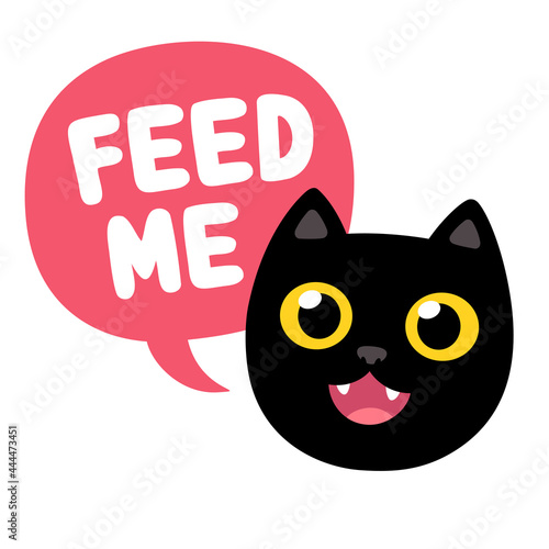 Cartoon Cat saying Feed Me