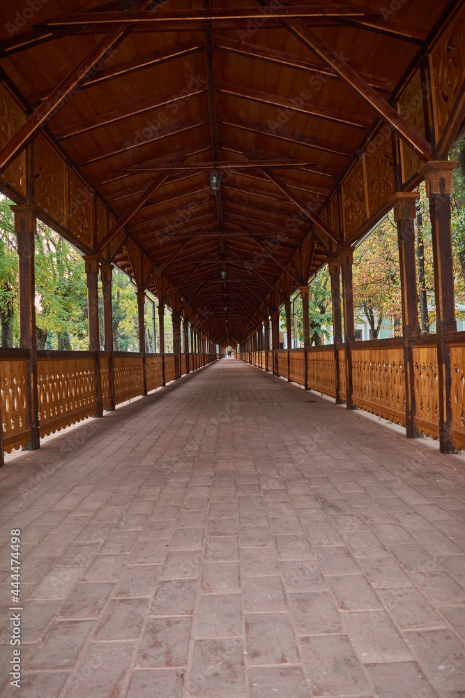 Colonnade walkway in Buzias, Romania