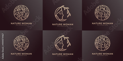 Set of beauty woman logo design inspiration.