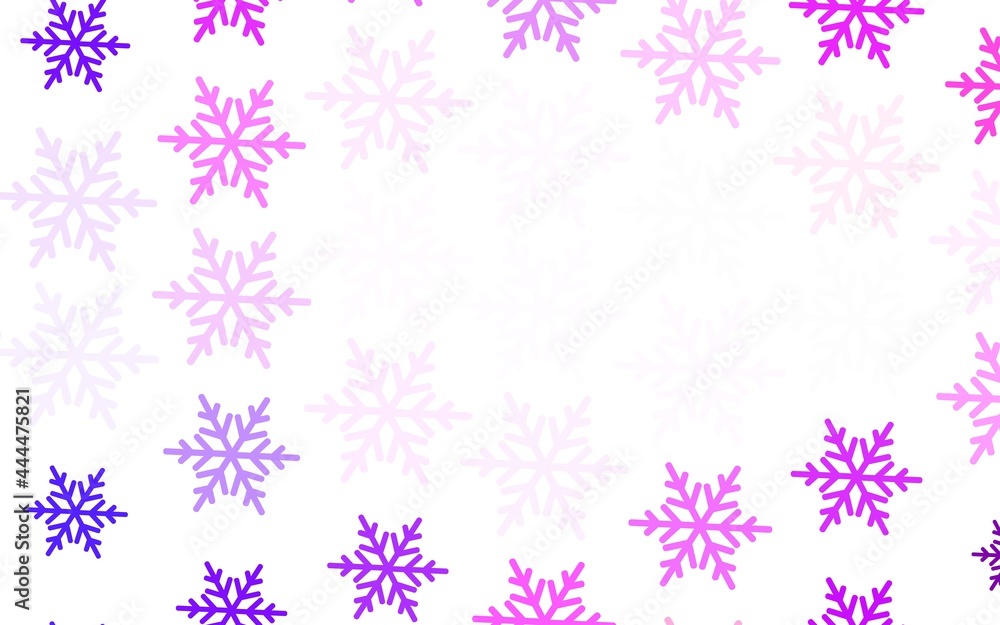 Light Purple, Pink vector texture with colored snowflakes, stars.