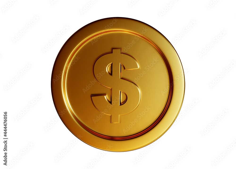 dollar coin 3d rendering isolated on white background dollar coin 3d rendering isolated on white background