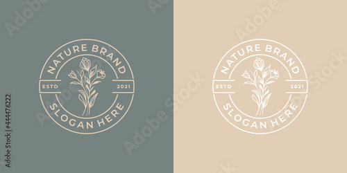 minimalist vintage Luxury logo design flower