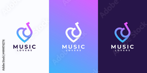 creative music logo design, with love combination