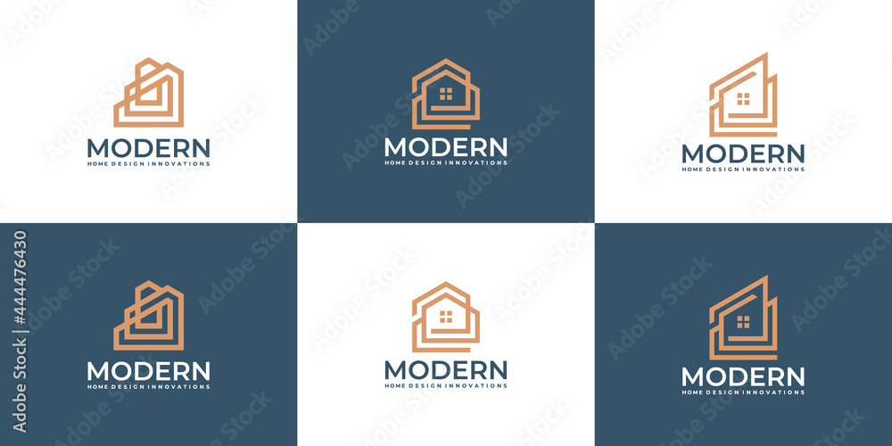 Fototapeta premium house logo design collection with line art concept,