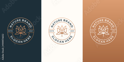Luxury line art beauty flower logo design, vintage minimalist