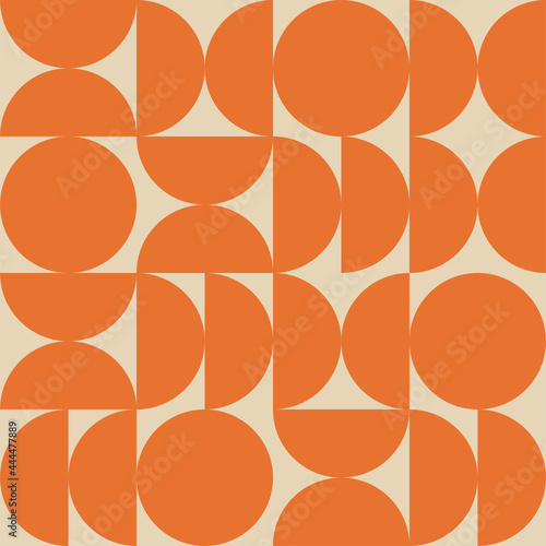 Seamless geometric pattern in retro bauhaus style. Trendy simple colorful texture