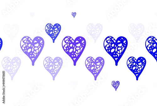 Light Pink, Blue vector texture with lovely hearts.