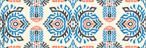 Abstract Ethnic Vector Seamless Pattern. Trendy boho tile. African textile design. Scandinavian ornament. Perfect for wallpaper, cloth, wrapping paper and other endless fill.