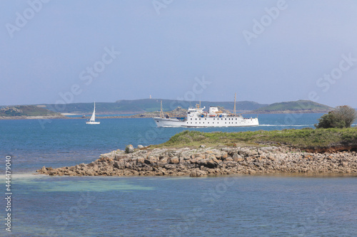 The Scillonian 3 ferry sailing into the Isles of Scilly