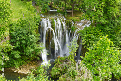 Beautiful waterfall in Slunj  Croatia during summer season. Travel destination in croatia  must visit concept