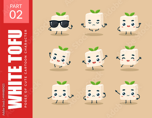 emoticon set of White Tofu. Second set. Vector Illustration