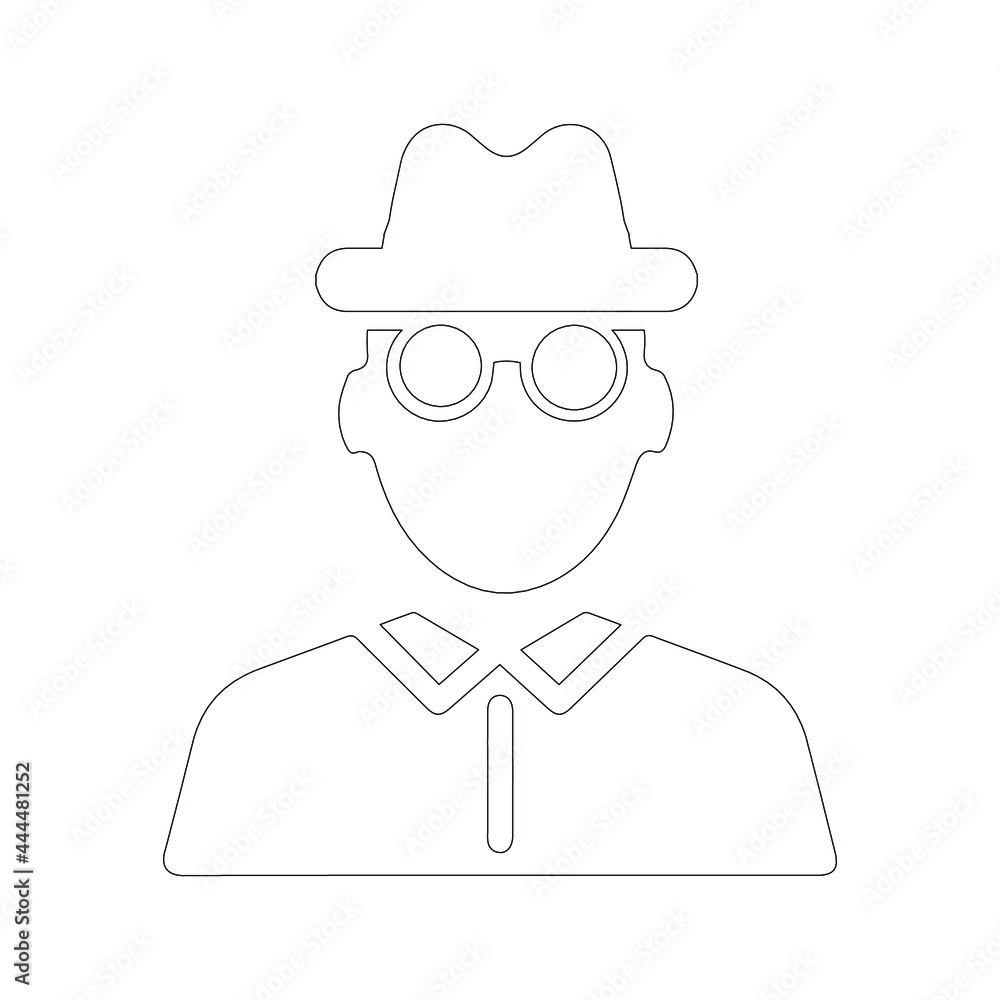 Anonymity icon (secret, spy icon) Outline Vector illustration
