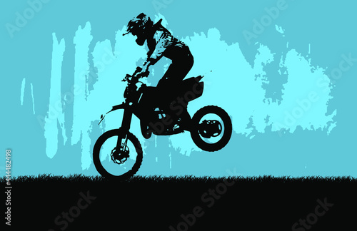 Sport background with active man riding motobike ready for internet banners, social media banners, headers of websites, vector illustration 