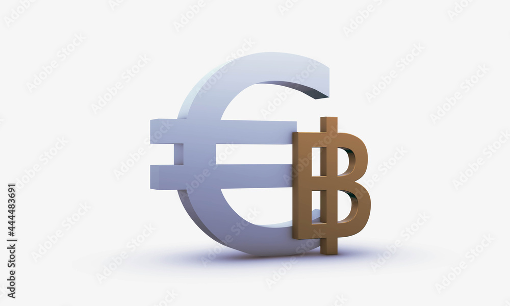 Dollar and Thai baht Symbols Isolated on White Background Dollar and Thai baht Symbols Isolated on White Background